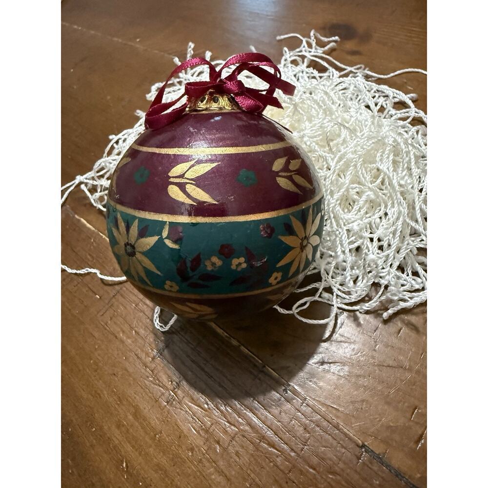 3" Hand Painted Wooden Ball Ornament